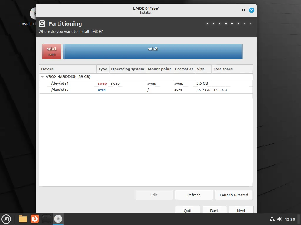 Partitioning screen