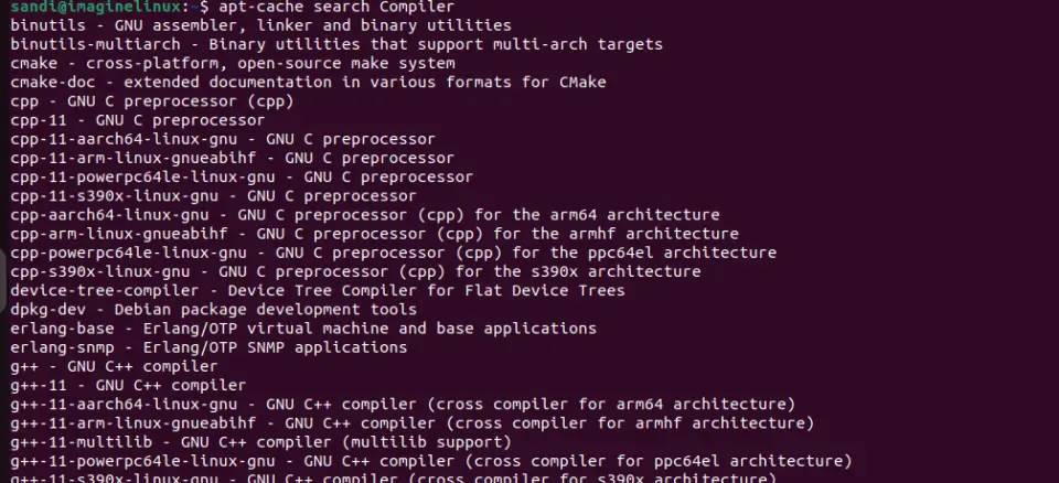 Which are the Compiler installed in Linux? - ImagineLinux