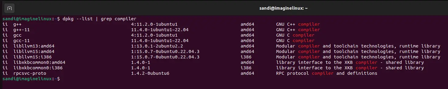 Compiler installed on Linux