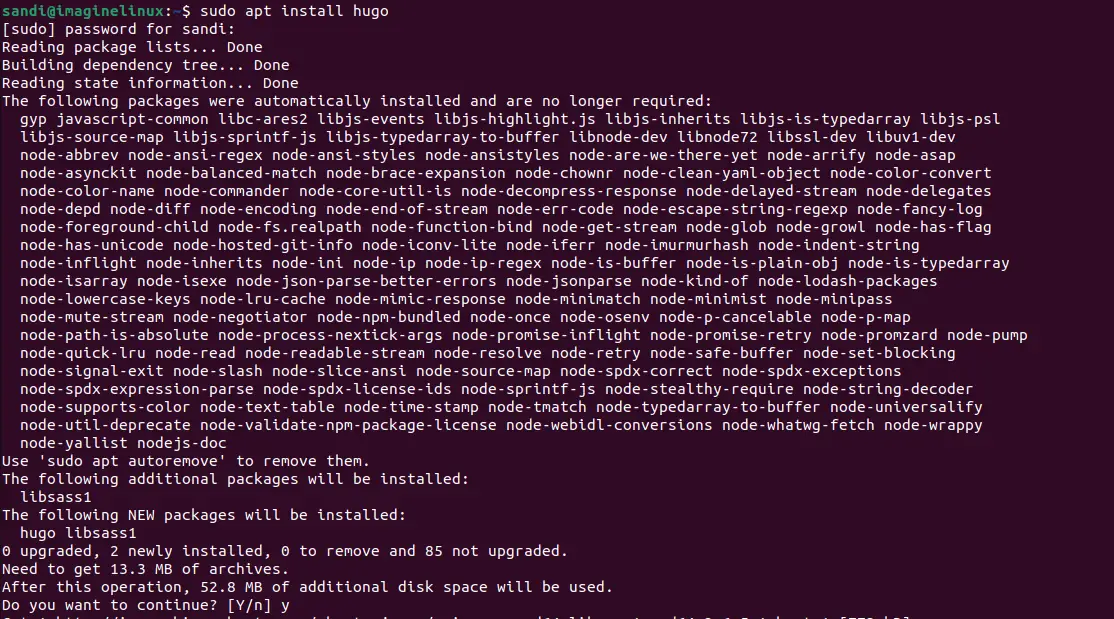 install Hugo using ubuntu repository